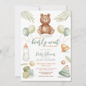 Teddy Bear Baby shower Jongen Meisje Mint Nauwelij Kaart (Voorkant)