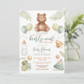 Teddy Bear Baby shower Jongen Meisje Mint Nauwelij Kaart (Staand voorkant)