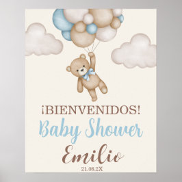 Teddy Bear Baby shower Jongen Spaans Welkomstbord Poster