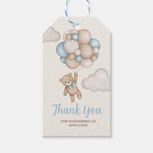 Teddy Bear Baby shower Jongensgeschenk Cadeaulabel (Voorkant)