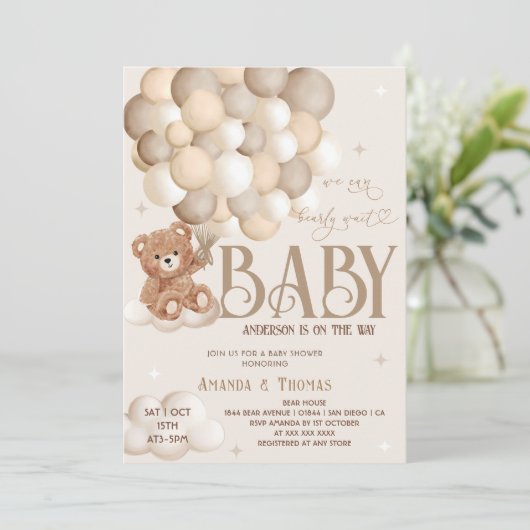 Teddy Bear Baby shower Kaart (Staand voorkant)