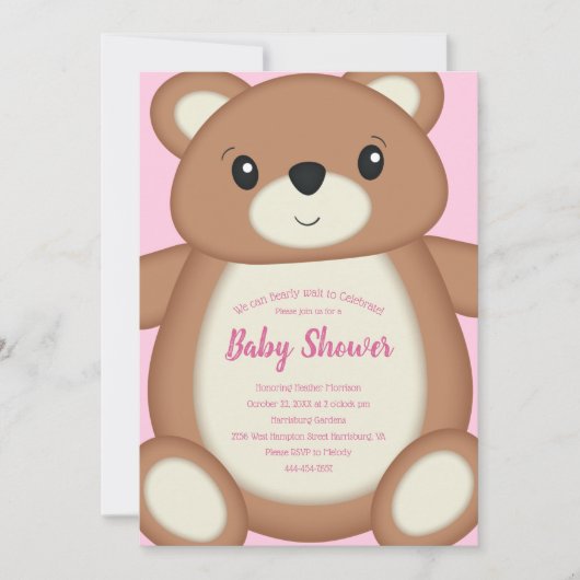 Teddy Bear Baby shower Kaart (Voorkant)