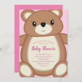 Teddy Bear Baby shower Kaart (Voorkant / Achterkant)
