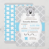 Teddy Bear Baby shower Kaart (Voorkant / Achterkant)