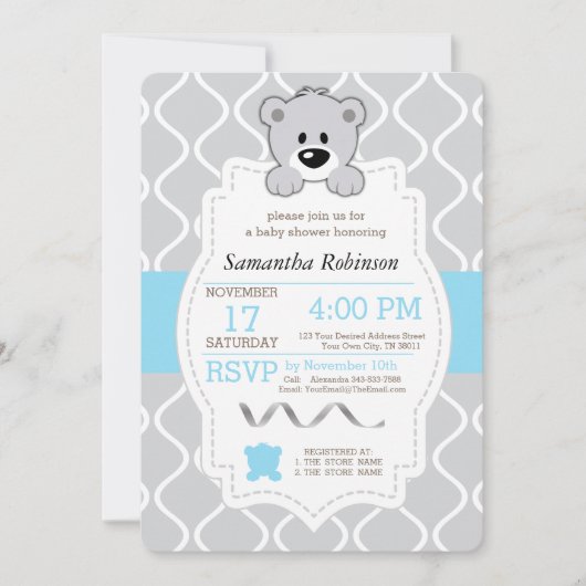 Teddy Bear Baby shower Kaart (Voorkant)