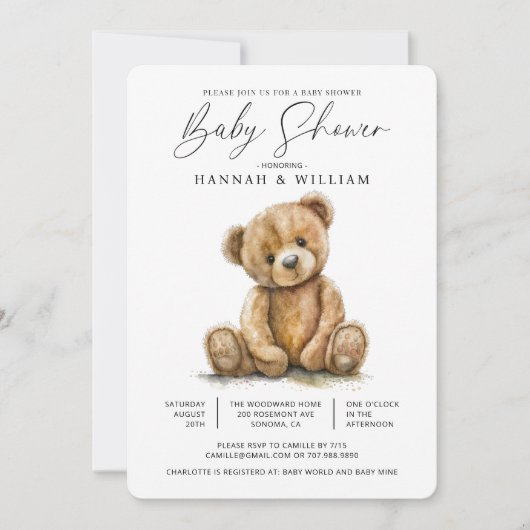 Teddy Bear Baby shower Kaart (Voorkant)
