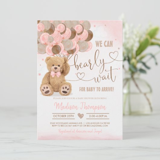 Teddy Bear Baby shower Kaart (Staand voorkant)