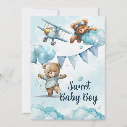 Teddy Bear Baby shower Kaart (Achterkant)