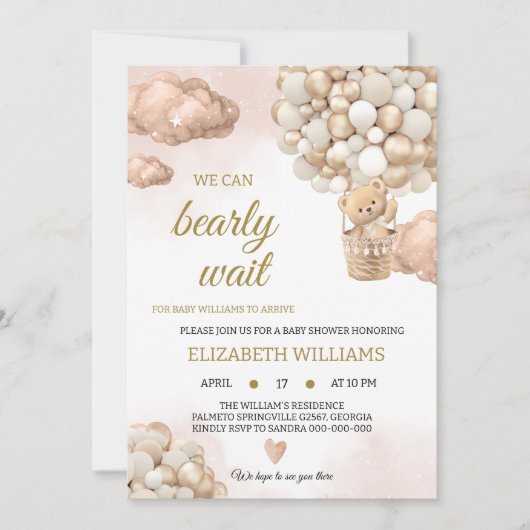 Teddy bear baby shower kaart (Voorkant)