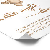 Teddy Bear Baby shower Late Night Diapers Poster (Hoek)