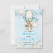 Teddy Bear Baby shower Luchtballon Boy Baby shower Kaart (Voorkant)