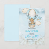 Teddy Bear Baby shower Luchtballon Boy Baby shower Kaart (Voorkant / Achterkant)