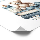 Teddy Bear Baby shower Luier Raffle Sign Poster (Hoek)