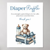 Teddy Bear Baby shower Luier Raffle Sign Poster (Voorkant)