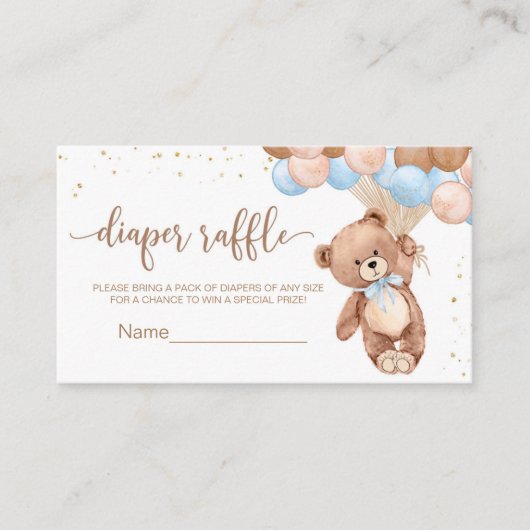 Teddy Bear Baby shower luier verloting behuizing a Informatiekaartje (Voorkant)