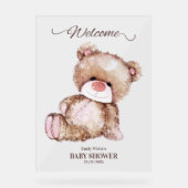 Teddy Bear Baby shower, Meisje Roze Beer Baby show Acryl Bord (Voorkant)
