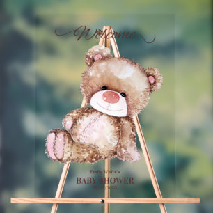 Teddy Bear Baby shower, Meisje Roze Beer Baby show Acryl Bord