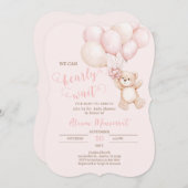 Teddy Bear Baby shower Meisje uitnodiging (Voorkant / Achterkant)