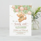 Teddy Bear Baby shower met Balloons Teddy Bear Kaart (Staand voorkant)