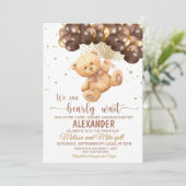 Teddy Bear Baby shower met Balloons Teddy Bear Kaart (Staand voorkant)
