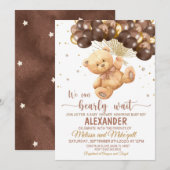 Teddy Bear Baby shower met Balloons Teddy Bear Kaart (Voorkant / Achterkant)