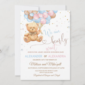 Teddy Bear Baby shower met Balloons Teddy Bear Kaart