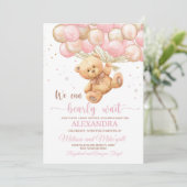 Teddy Bear Baby shower met Balloons Teddy Bear Kaart (Staand voorkant)