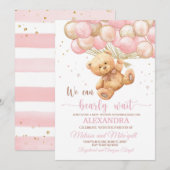 Teddy Bear Baby shower met Balloons Teddy Bear Kaart (Voorkant / Achterkant)