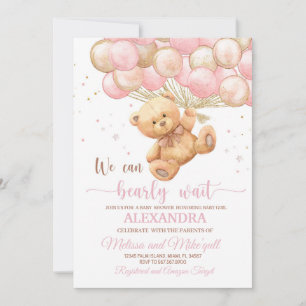 Teddy Bear Baby shower met Balloons Teddy Bear Kaart
