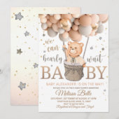 Teddy Bear Baby shower met uitnodiging voor ballon (Voorkant / Achterkant)