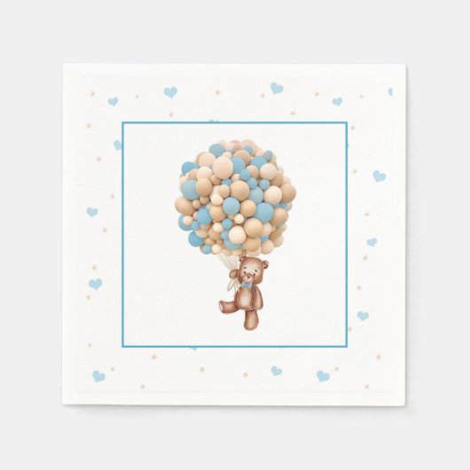Teddy Bear Baby shower Napkin - Luchtballon Servet (Voorkant)