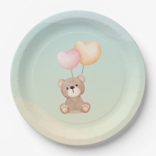 Teddy Bear Baby shower Napkins Papieren Bordje (Voorkant)