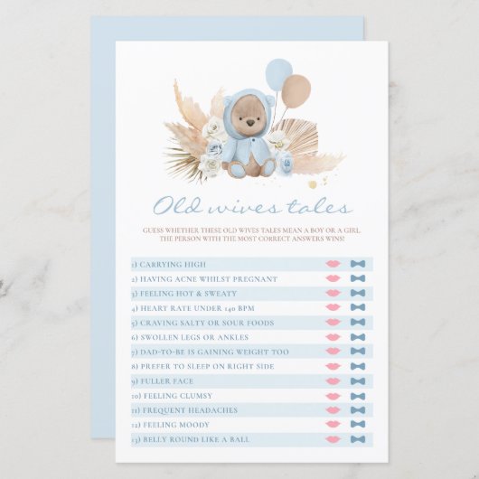 Teddy Bear Baby shower Old Wives (Voorkant / Achterkant)