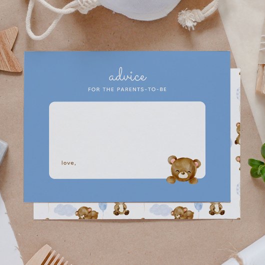 Teddy Bear Baby shower Ouderschap Advies Notitiekaartje