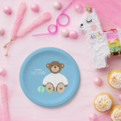 Teddy Bear Baby shower Paper Bord - op blauw (Feest)