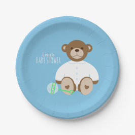 Teddy Bear Baby shower Paper Bord - op blauw