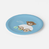 Teddy Bear Baby shower Paper Bord - op blauw (Gekanteld)