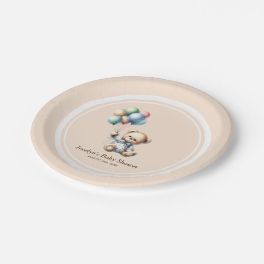 Teddy Bear Baby shower Paper Borden Papieren Bordje (Gekanteld)