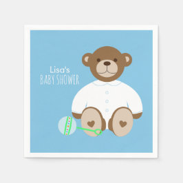 Teddy Bear Baby shower Paper Napkin - blauw Servetten