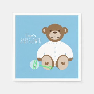 Teddy Bear Baby shower Paper Napkin - blauw Servetten