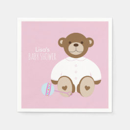 Teddy Bear Baby shower Paper Napkin - Roze Servetten
