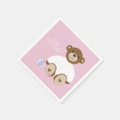 Teddy Bear Baby shower Paper Napkin - Roze Servetten (Hoek)