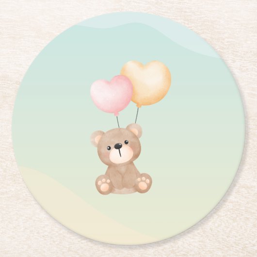 Teddy Bear Baby shower papier Onderzetter (Voorkant)