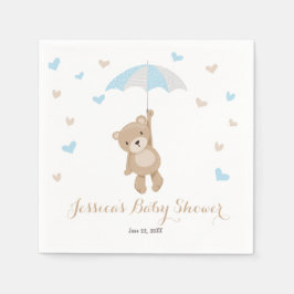 Teddy Bear Baby shower Papier Servet Jongen Blauw