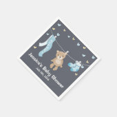 Teddy Bear Baby shower Papier Servet Jongen Grijs  (Hoek)