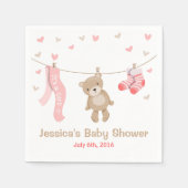 Teddy Bear Baby shower Papier Servet Meisje Roze (Voorkant)
