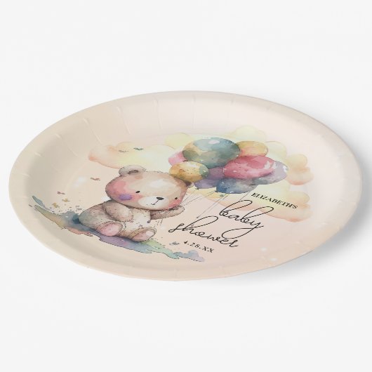 Teddy Bear Baby shower Papieren Bordje (Gekanteld)