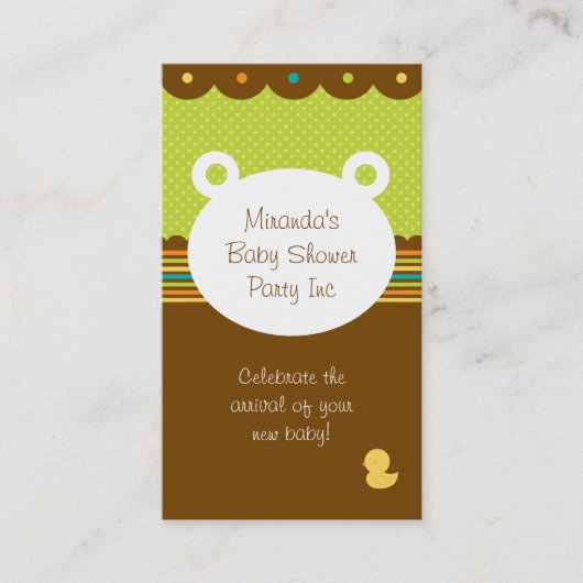 Teddy Bear Baby shower Party Planner Visitekaartje (Voorkant)