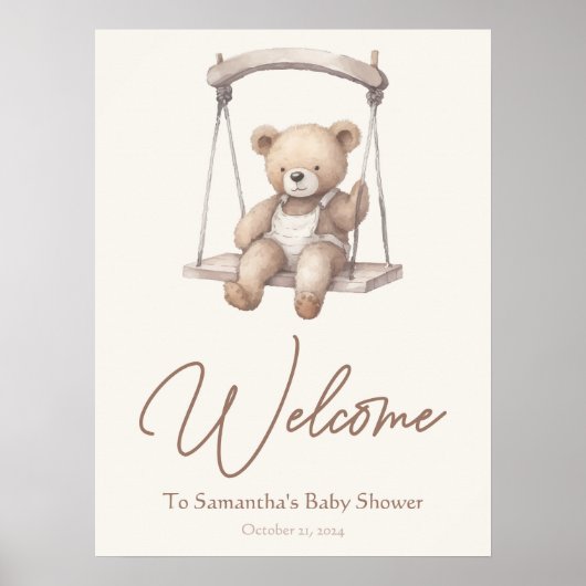  Teddy Bear Baby shower Party Welkomstbord Poster (Voorkant)