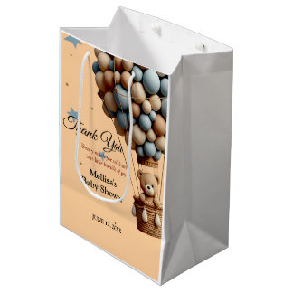Teddy Bear Baby shower Pastel Hete Luchtballon Medium Cadeauzakje